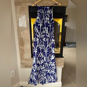 Athleta Blue and White Patterned Maxi Dress US Medium